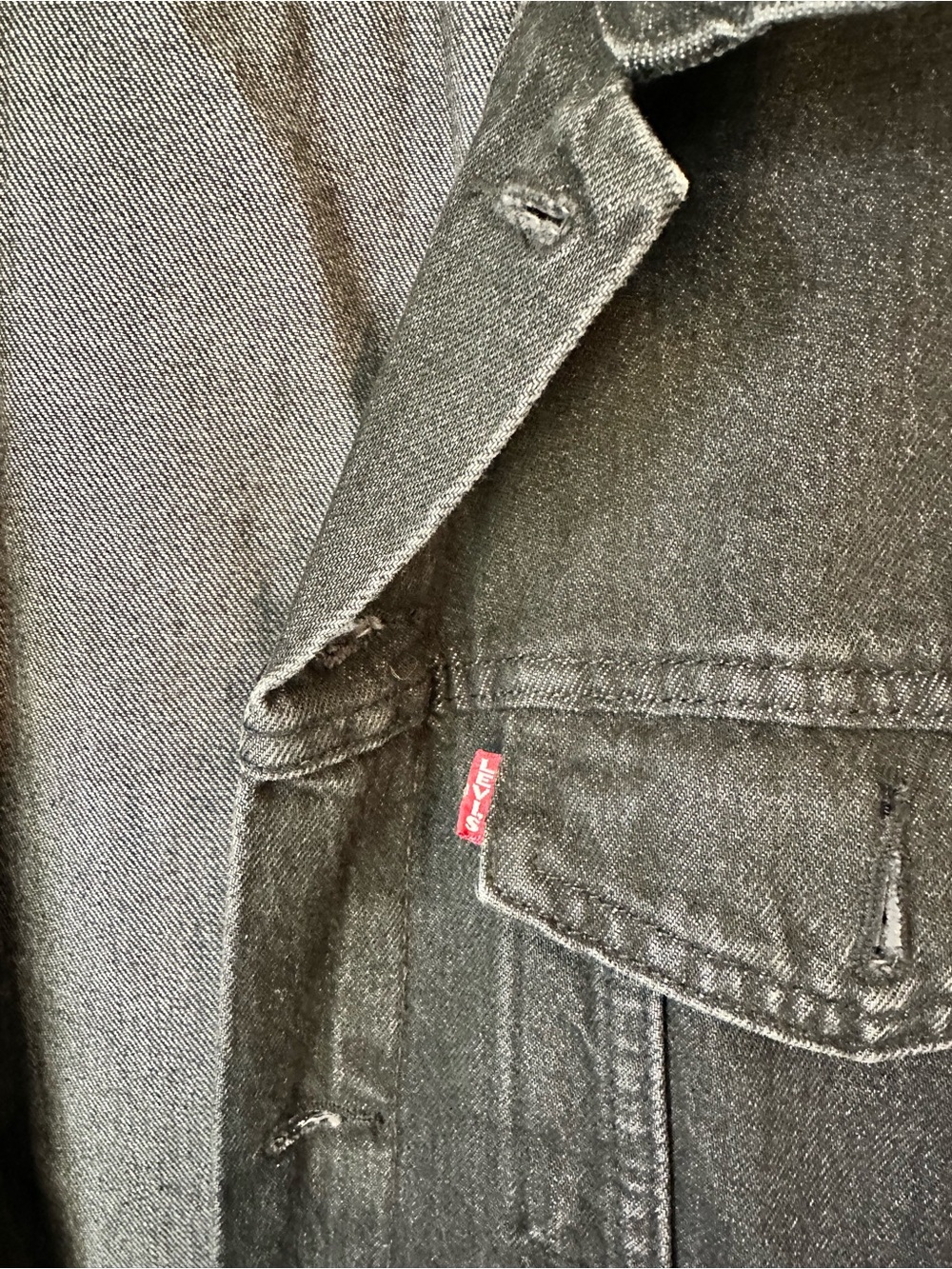 Levi Premium Denim Vintage 1990s Men X Large Black Button Down Trucker Jean Jack - Picture 3 of 8